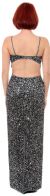 Spaghetti Straps Sequined Long Dress with Keyhole Waist back in Black/Silver